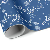 Weihnachts-Freude Text in Schneeflocken Geschenkpapier (Rolleneckpunkt)