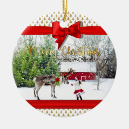 Weihnachts-Freude und Foto Keramikornament