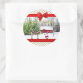 Weihnachts-Freude und Foto Runder Aufkleber (Tasche)