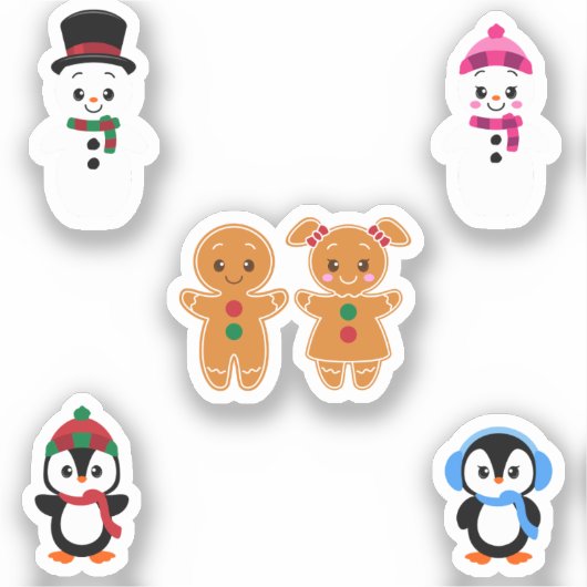Weihnachts-Freunde-Sticker-Pack Aufkleber (Vorderseite)