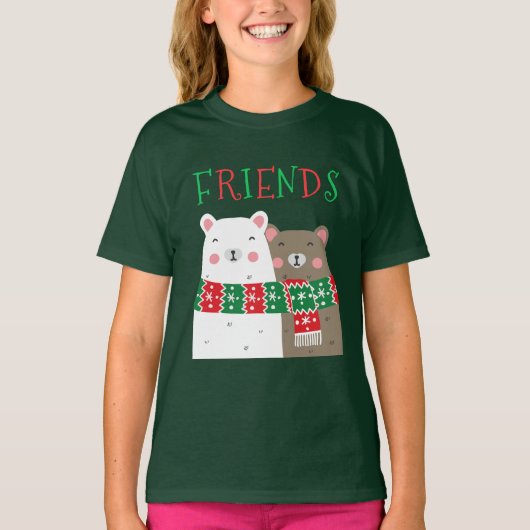 Weihnachts-Freunde Süße Tier Freundschaft Kinder T-Shirt (Vorderseite)