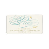 Weihnachts-Friede-Script-Kalligrafie Foliage Class Adressaufkleber (Vorne)