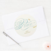 Weihnachts-Friede-Script-Kalligrafie Foliage Class Runder Aufkleber (Umschlag)