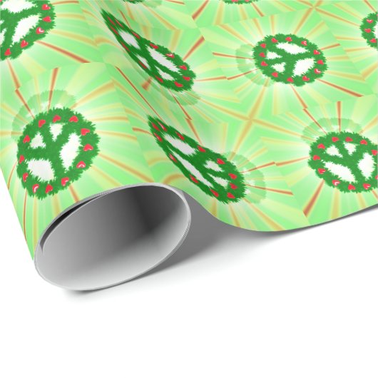 Weihnachts-Frieden Herzkranz Geschenkpapier (Rolleneckpunkt)