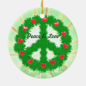 Weihnachts-Frieden Herzkranz Keramikornament (Hinten)