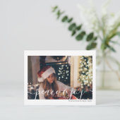 Weihnachts-Frieden und Freude Typografie-Foto Postkarte (Stehend Vorderseite)