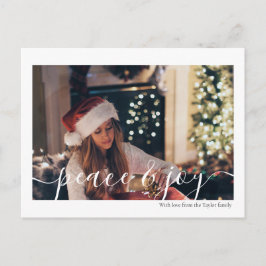 Weihnachts-Frieden und Freude Typografie-Foto Postkarte