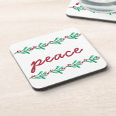 Weihnachts-Friedens-Blätter und Berries Getränkeuntersetzer (Linke Seite)