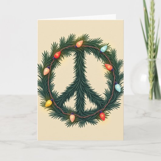 Weihnachts-Friedenszeichen-Kranz-Lichter Karte (Vorderseite)