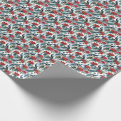 Weihnachts-Friedhöfe Federn und Poinsettias Geschenkpapier (Ecke)