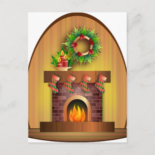 Weihnachts-Frohe Festtage Strumpf Kamin Feiertagspostkarte