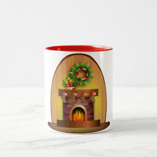 Weihnachts-Frohe Festtage Strumpf Kamin Zweifarbige Tasse