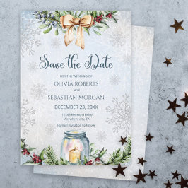 Weihnachts Frostige Winterhochzeit Save The Date