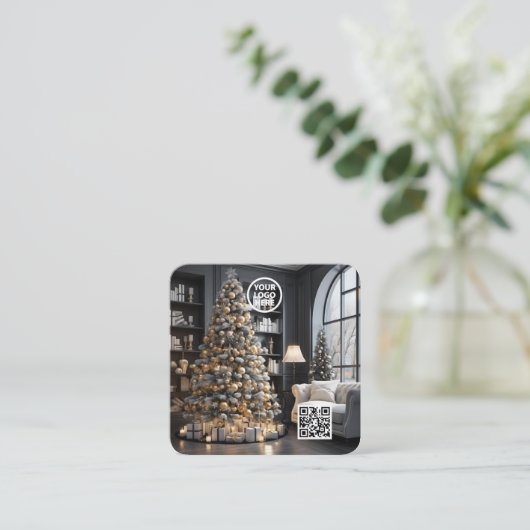 Weihnachts-Führungskraft Real Anwesen Foto QR-Code Quadratische Visitenkarte (Stehend Vorderseite)