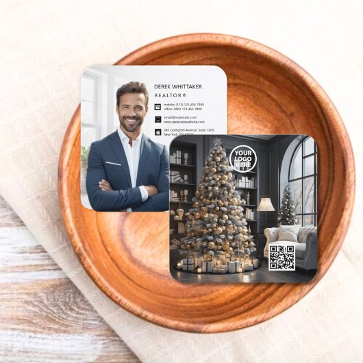 Weihnachts-Führungskraft Real Anwesen Foto QR-Code Quadratische Visitenkarte