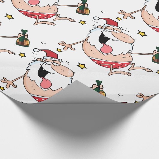 Weihnachts Funny Betrunken Santa Cartoon Geschenkpapier (Ecke)
