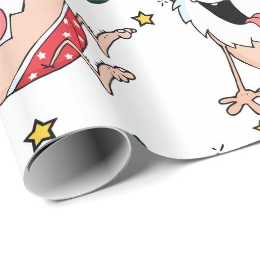 Weihnachts Funny Betrunken Santa Cartoon Geschenkpapier (Rolleneckpunkt)