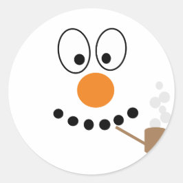Weihnachts Funny Cartoon Snowman Face Runder Aufkleber