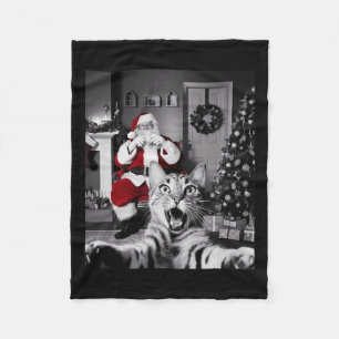 Weihnachts-Funny Cat Selfie mit dem Weihnachtsmann Fleecedecke