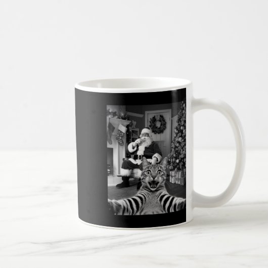 Weihnachts-Funny Cat Selfie mit dem Weihnachtsmann Kaffeetasse (Rechts)