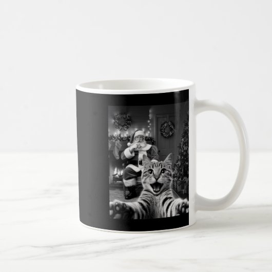 Weihnachts-Funny Cat Selfie mit dem Weihnachtsmann Kaffeetasse (Rechts)
