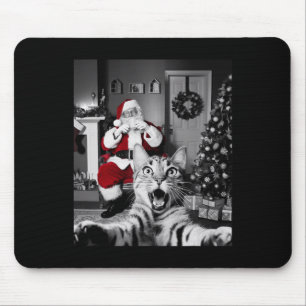 Weihnachts-Funny Cat Selfie mit dem Weihnachtsmann Mousepad