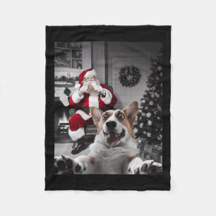 Weihnachts Funny Corgi Hund Selfie mit dem Weihnac Fleecedecke