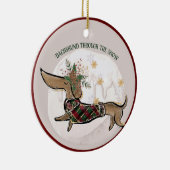 Weihnachts Funny Dackel Foto Keramik Ornament (Rechts)
