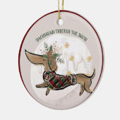 Weihnachts Funny Dackel Foto Keramik Ornament (Links)