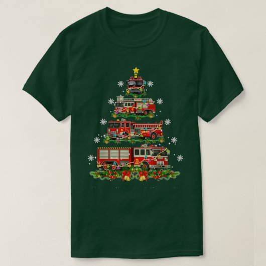 Weihnachts-Funny Deco Feuerwehrwagenbaum T-Shirt (Design vorne)