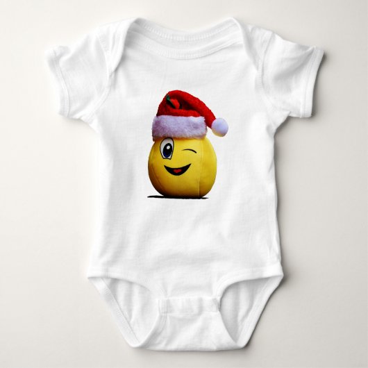 Weihnachts-Funny Emoji Wink Smile Santa Yellow Fac Baby Strampler (Vorderseite)