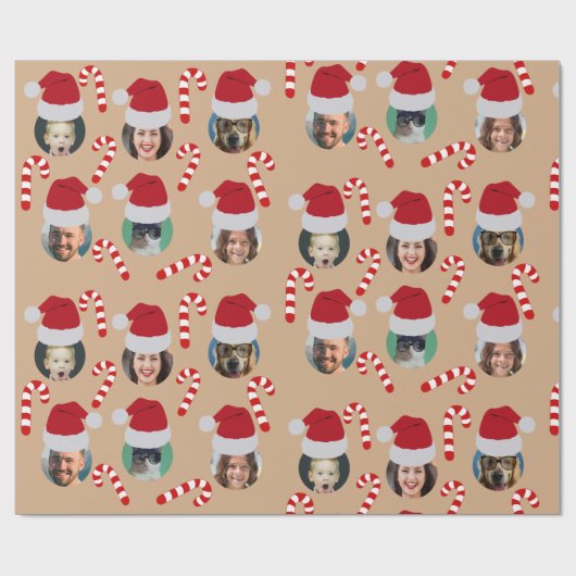 Weihnachts-Funny Familie Foto Weihnachtsmannmützen Geschenkpapier (Flach)