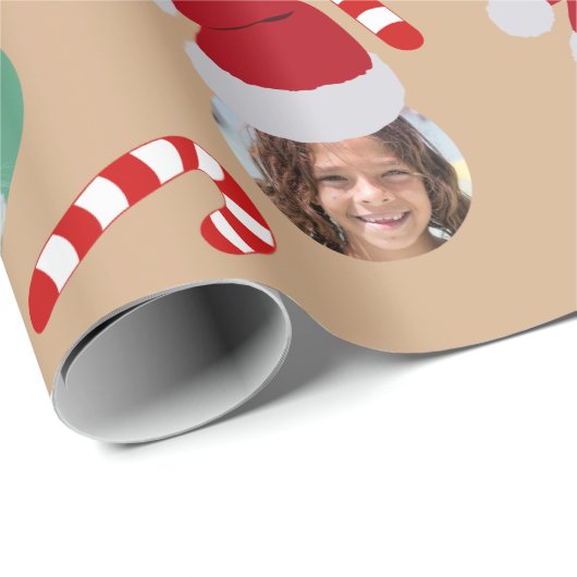 Weihnachts-Funny Familie Foto Weihnachtsmannmützen Geschenkpapier (Rolleneckpunkt)