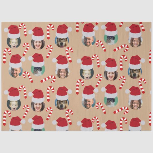 Weihnachts-Funny Familie Foto Weihnachtsmannmützen Seidenpapier (Vorderseite)