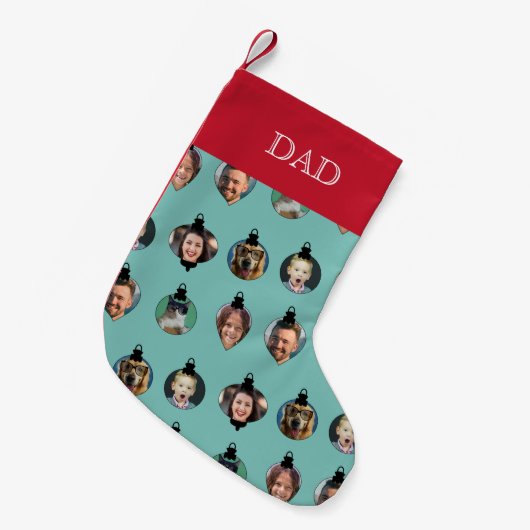 Weihnachts-Funny Family Foto Faces Ornamente Kleiner Weihnachtsstrumpf (Vorderansicht (hängend))