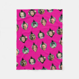 Weihnachts Funny Family Foto Faces Ornamente Rosa Fleecedecke