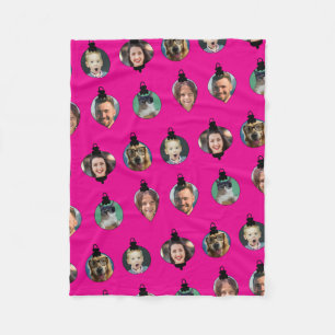 Weihnachts Funny Family Foto Faces Ornamente Rosa Fleecedecke