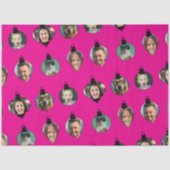 Weihnachts Funny Family Foto Faces Ornamente Rosa Seidenpapier (Vorderseite)