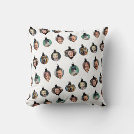 Weihnachts Funny Family Foto Faces Ornamente Weiß Kissen