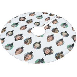 Weihnachts Funny Family Foto Faces Ornamente Weiß Polyester Weihnachtsbaumdecke