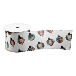 Weihnachts Funny Family Foto Faces Ornamente Weiß Satinband