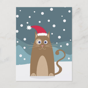 Weihnachts Funny Kitty in Snow Postkarte