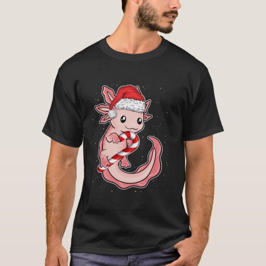 Weihnachts Funny lächeln Axolotl Candy Cane Sweet T-Shirt (Vorderseite)