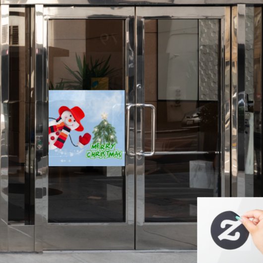 Weihnachts Funny lächelnd Snowman Window Klammern Fensteraufkleber (Büro Tür)