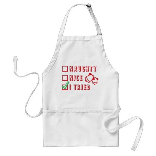 Weihnachts Funny Naughty oder Nice oder Trial List Schürze (Vorne)