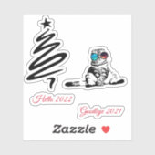 Weihnachts Funny Niedlich Space Galaxy Glasses Cat Aufkleber (Blatt)