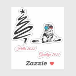 Weihnachts Funny Niedlich Space Galaxy Glasses Cat Aufkleber