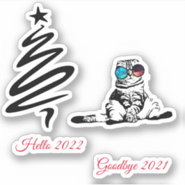 Weihnachts Funny Niedlich Space Galaxy Glasses Cat Aufkleber