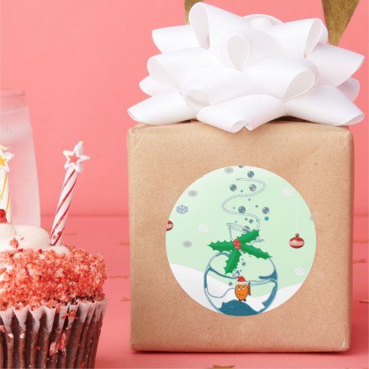 Weihnachts-Funny Pet Goldfish Runder Aufkleber (Party)