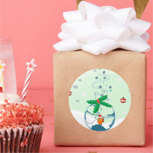 Weihnachts-Funny Pet Goldfish Runder Aufkleber